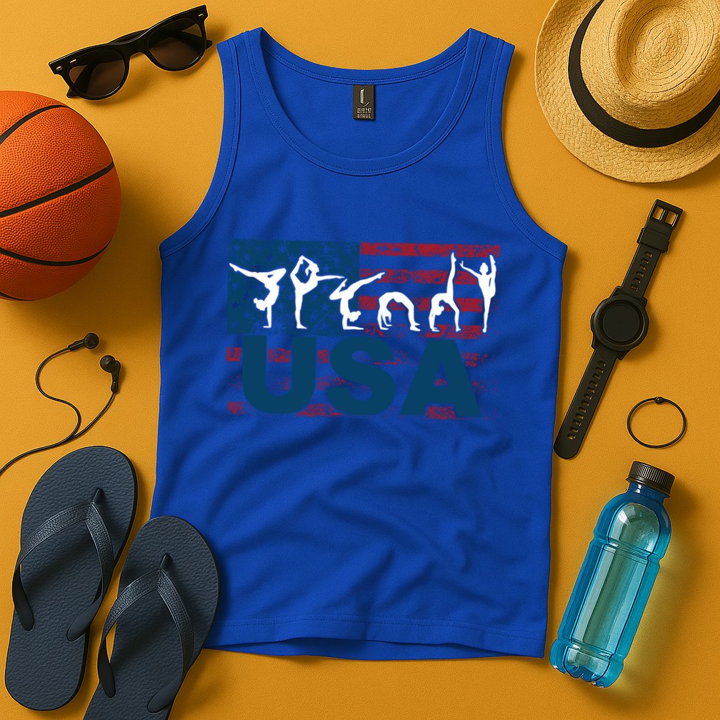 Gymnastics Usa Girl Patriotism Funny Sports Us American Gift Cute Gift Tank Top