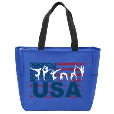 Gymnastics Usa Girl Patriotism Funny Sports Us American Gift Cute Gift Zip Tote Bag