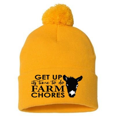get up its time to do farm chores Pom Pom 12in Knit Beanie