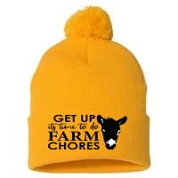 get up its time to do farm chores Pom Pom 12in Knit Beanie