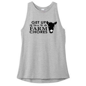 get up its time to do farm chores Ladies PosiCharge Tri-Blend Wicking Tank