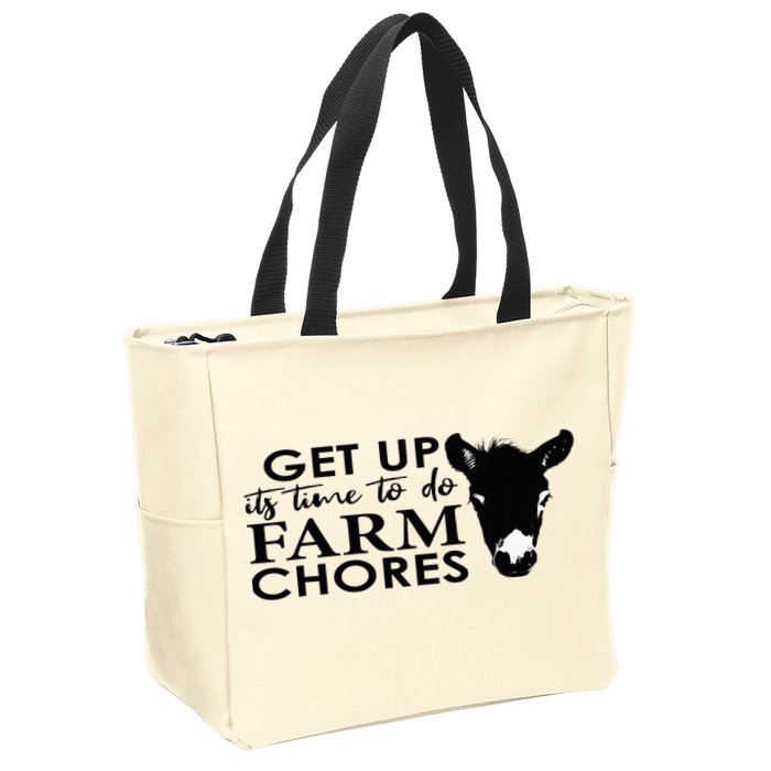 get up its time to do farm chores Zip Tote Bag