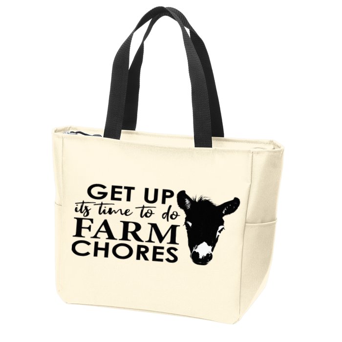 get up its time to do farm chores Zip Tote Bag