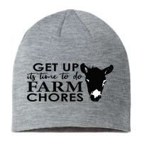 get up its time to do farm chores Sustainable Beanie