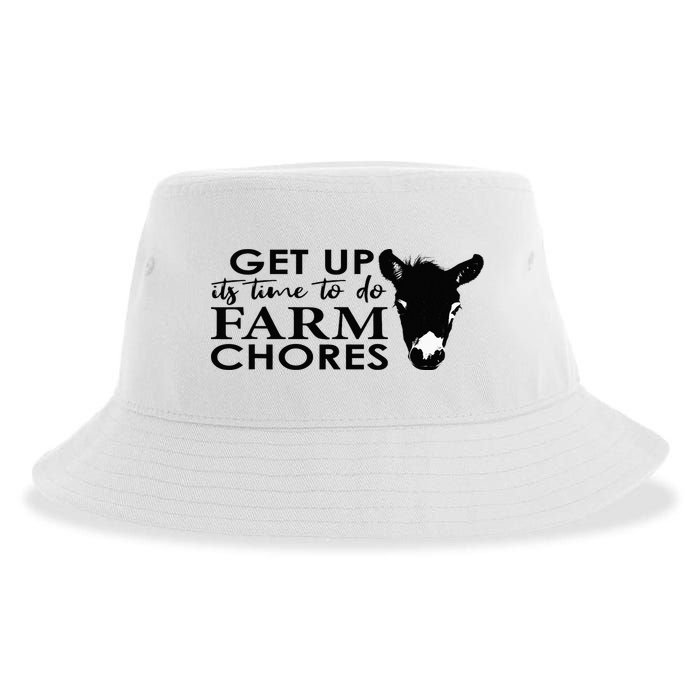 get up its time to do farm chores Sustainable Bucket Hat