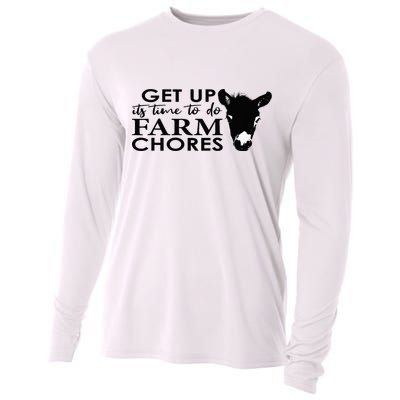 get up its time to do farm chores Cooling Performance Long Sleeve Crew