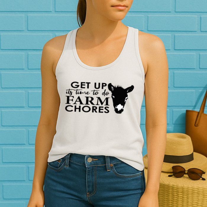 get up its time to do farm chores Womens Tank Top