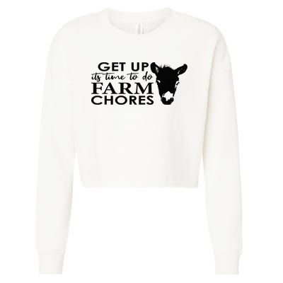 get up its time to do farm chores Cropped Pullover Crew