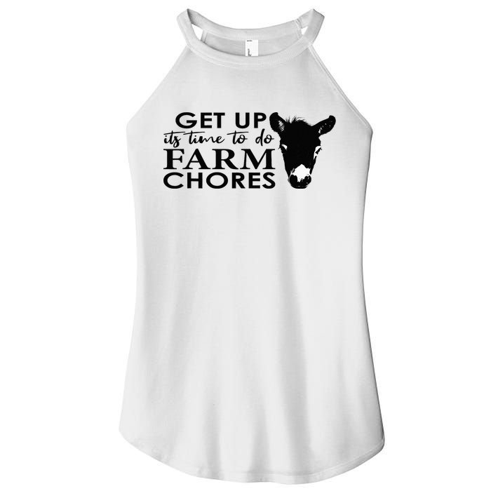 get up its time to do farm chores Women's Perfect Tri Rocker Tank
