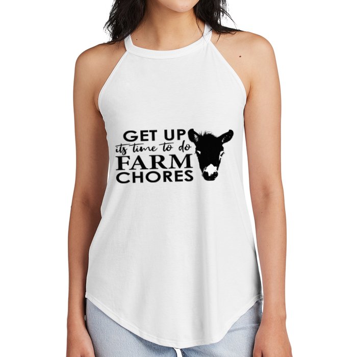 get up its time to do farm chores Women's Perfect Tri Rocker Tank