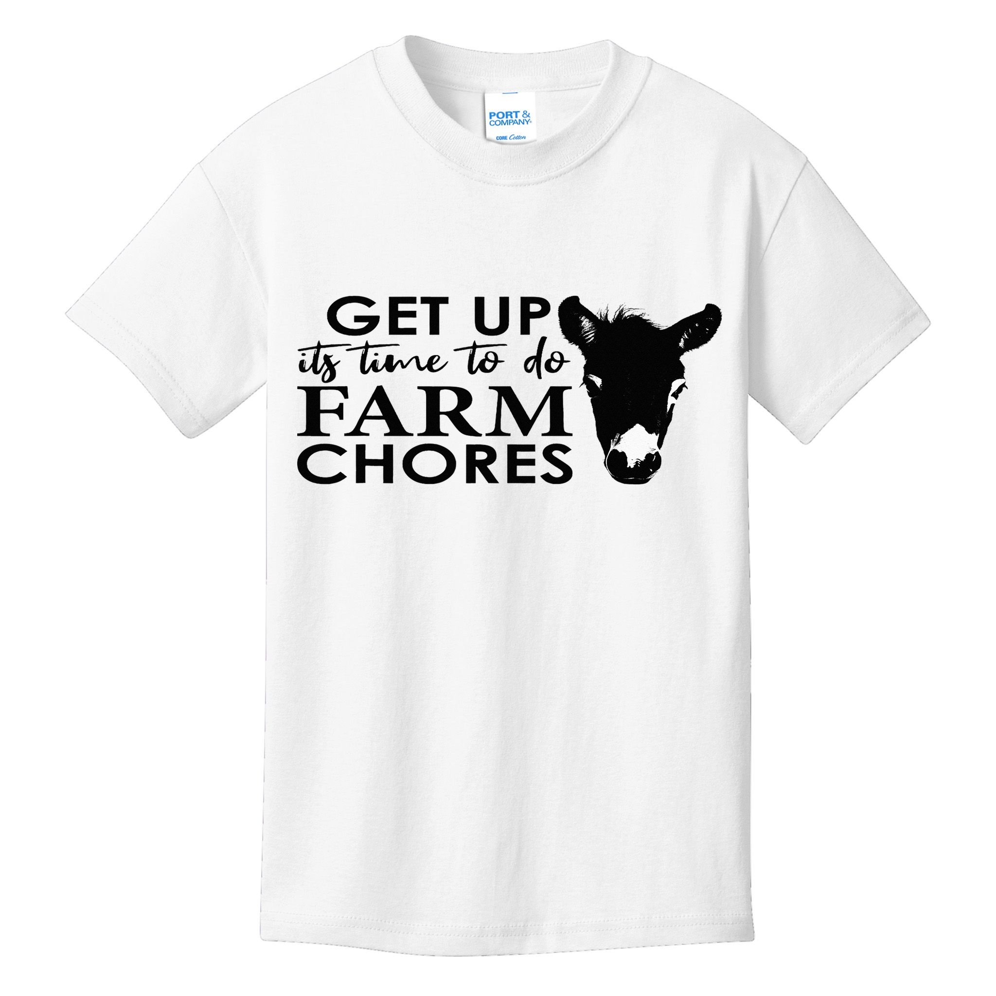 get up its time to do farm chores Kids T-Shirt