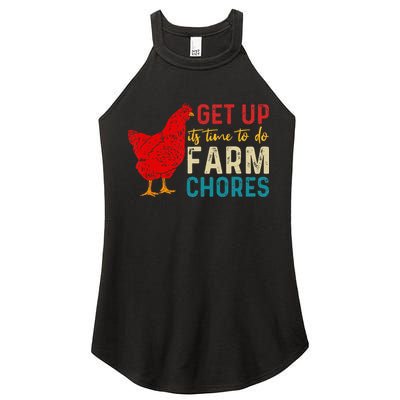 get up it's time to do farm chores Women's Perfect Tri Rocker Tank