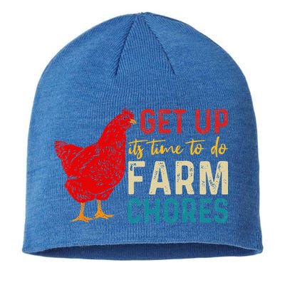 get up it's time to do farm chores Sustainable Beanie