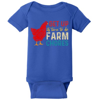 get up it's time to do farm chores Baby Bodysuit