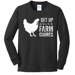 Get Up Its Time To Do Farm Chores Kids Long Sleeve Shirt