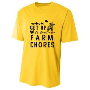 Get Up ItS Time To Do Farm Chores Goat And Chickens Farm Youth Performance Sprint T-Shirt