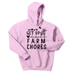 Get Up ItS Time To Do Farm Chores Goat And Chickens Farm Kids Hoodie