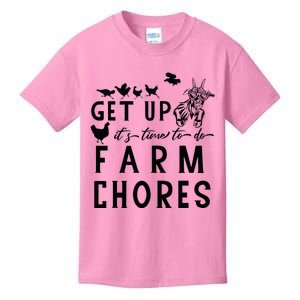 Get Up ItS Time To Do Farm Chores Goat And Chickens Farm Kids T-Shirt