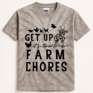 Get Up ItS Time To Do Farm Chores Goat And Chickens Farm Kids Tie-Dye T-Shirt