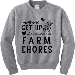 Get Up ItS Time To Do Farm Chores Goat And Chickens Farm Kids Sweatshirt