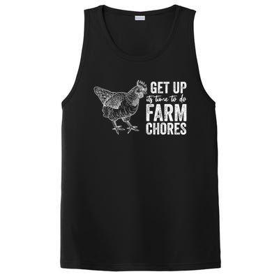 Get Up Its Time To Do Farm Chores Funny Chicken PosiCharge Competitor Tank