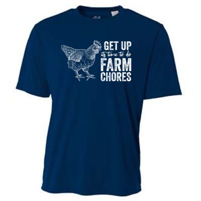 Get Up Its Time To Do Farm Chores Funny Chicken Cooling Performance Crew T-Shirt