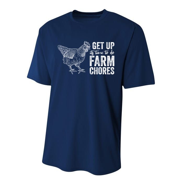 Get Up Its Time To Do Farm Chores Funny Chicken Performance Sprint T-Shirt