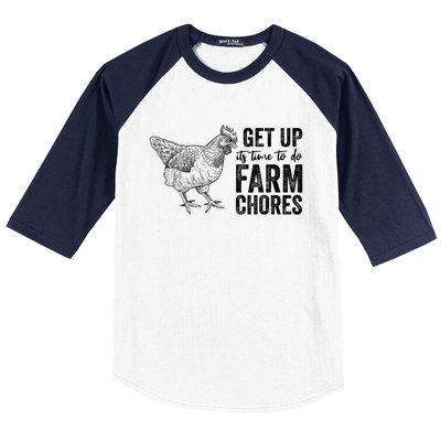 Get Up Its Time To Do Farm Chores Funny Chicken Baseball Sleeve Shirt