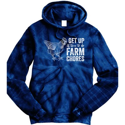 Get Up Its Time To Do Farm Chores Funny Chicken Tie Dye Hoodie