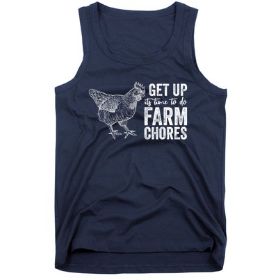 Get Up Its Time To Do Farm Chores Funny Chicken Tank Top