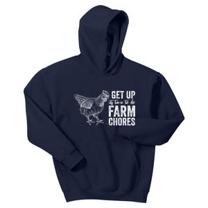 Get Up Its Time To Do Farm Chores Funny Chicken Kids Hoodie