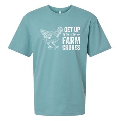 Get Up Its Time To Do Farm Chores Funny Chicken Sueded Cloud Jersey T-Shirt