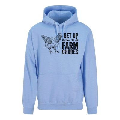 Get Up Its Time To Do Farm Chores Funny Chicken Unisex Surf Hoodie