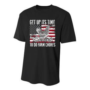 Get Up Its Time To Do Farm Chores Funny Chicken Youth Performance Sprint T-Shirt