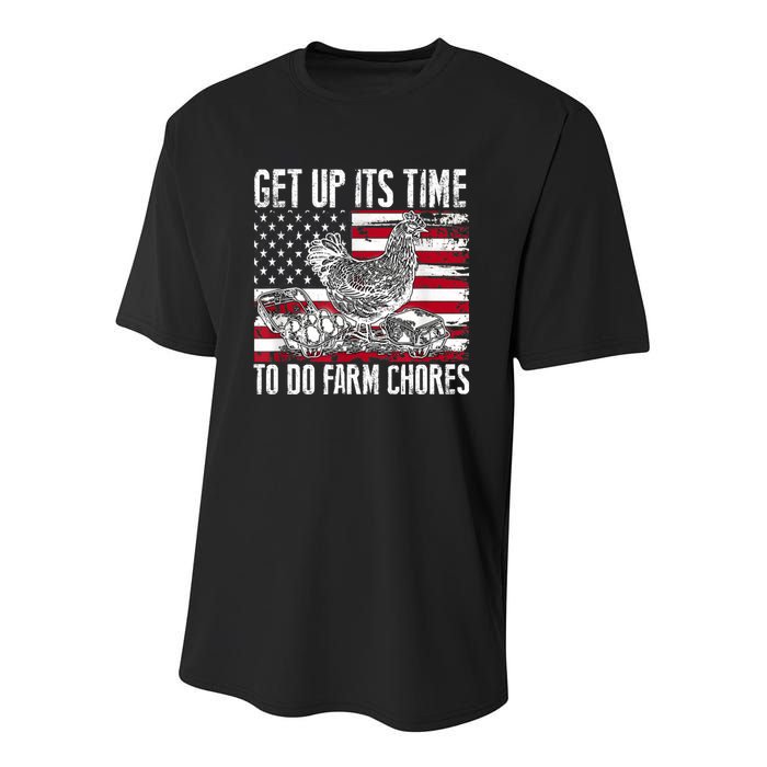 Get Up Its Time To Do Farm Chores Funny Chicken Youth Performance Sprint T-Shirt