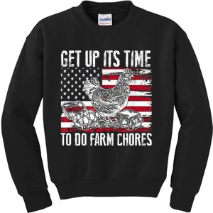 Get Up Its Time To Do Farm Chores Funny Chicken Kids Sweatshirt