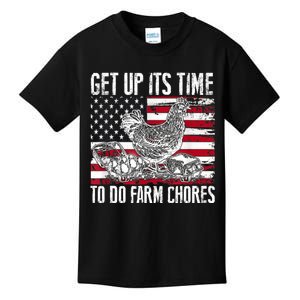 Get Up Its Time To Do Farm Chores Funny Chicken Kids T-Shirt