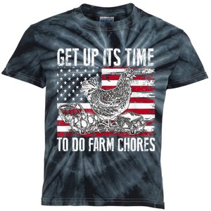 Get Up Its Time To Do Farm Chores Funny Chicken Kids Tie-Dye T-Shirt