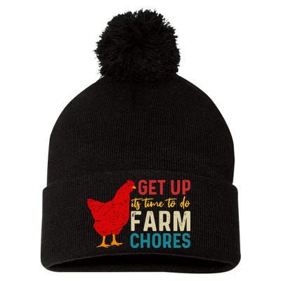 Get Up Its Time To Do Farm Chores Pom Pom 12in Knit Beanie