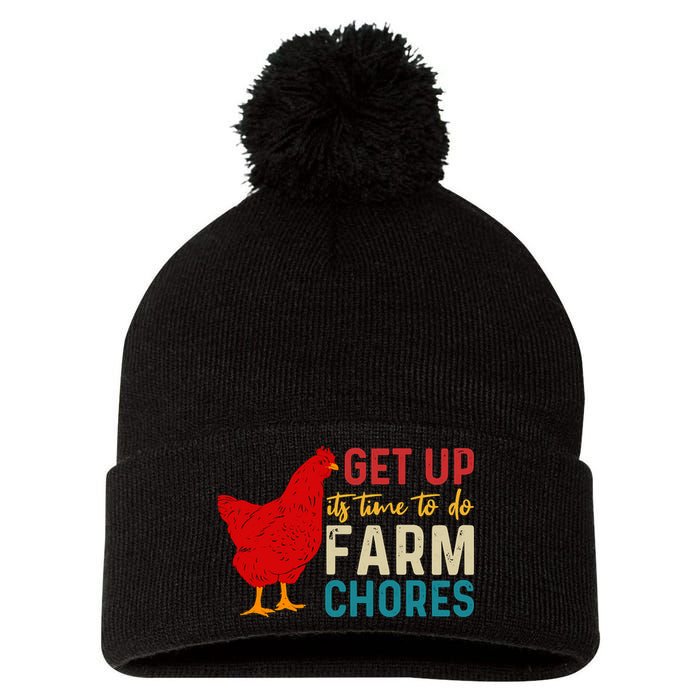 Get Up Its Time To Do Farm Chores Pom Pom 12in Knit Beanie