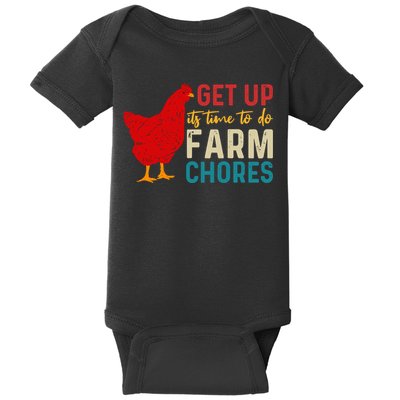 Get Up Its Time To Do Farm Chores Baby Bodysuit