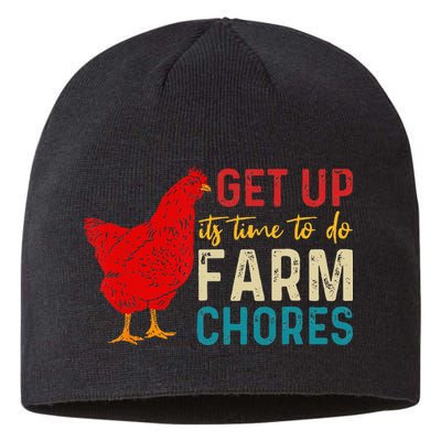 get up it's time to do farm chores Sustainable Beanie
