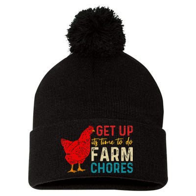 get up it's time to do farm chores Pom Pom 12in Knit Beanie