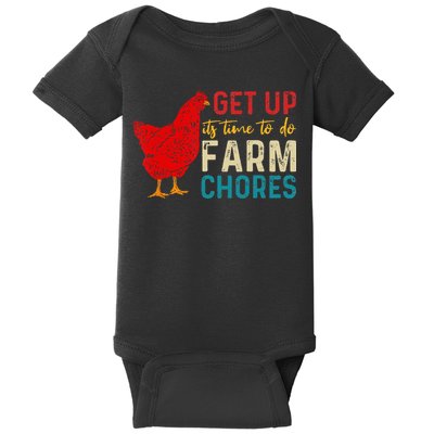 get up it's time to do farm chores Baby Bodysuit