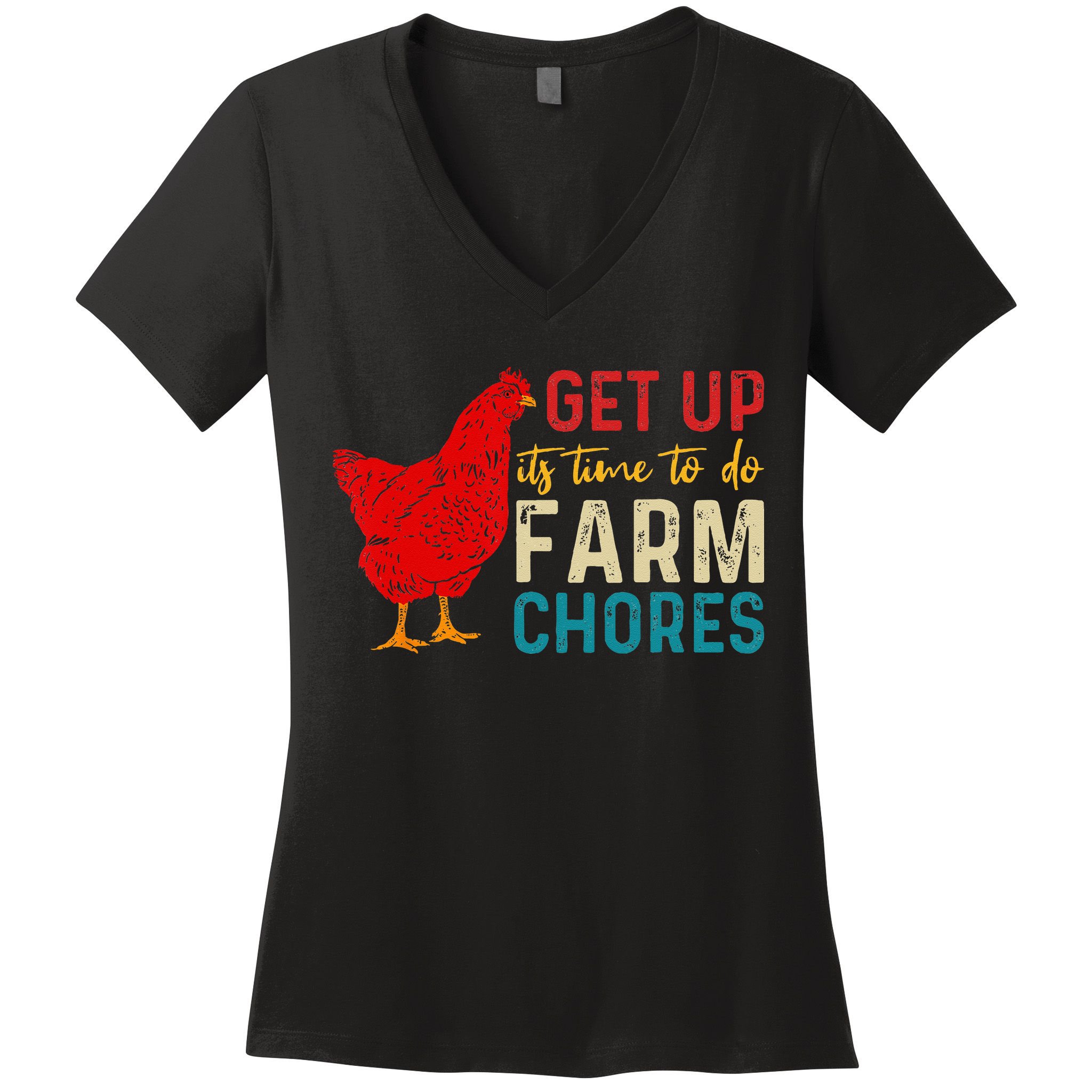 get up it's time to do farm chores Women's V-Neck T-Shirt