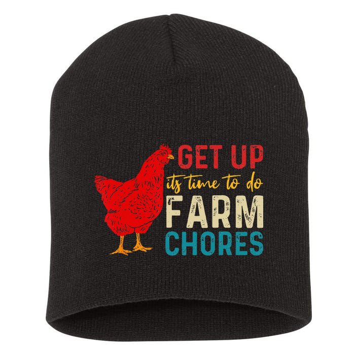 get up it's time to do farm chores Short Acrylic Beanie