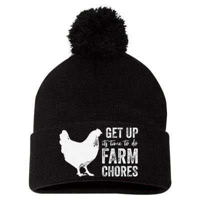 get up its time to do farm chores Pom Pom 12in Knit Beanie