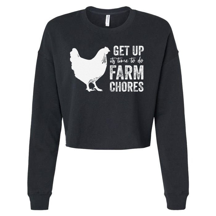 get up its time to do farm chores Cropped Pullover Crew