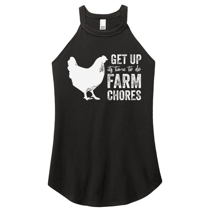 get up its time to do farm chores Women's Perfect Tri Rocker Tank