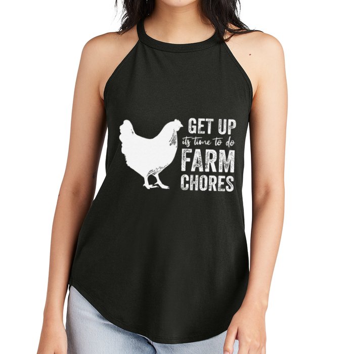 get up its time to do farm chores Women's Perfect Tri Rocker Tank
